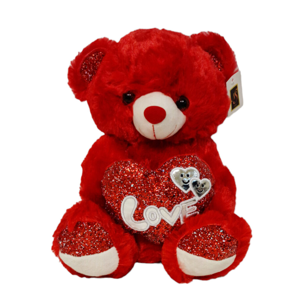 Αρκουδάκι Λούτρινο με καρδιά glitter 30cm