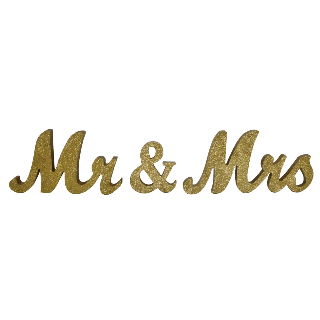 Mr & Mrs ξύλινο με glitter