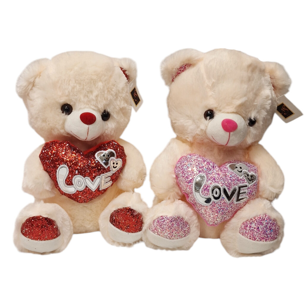 Αρκουδάκι Λούτρινο με καρδιά glitter 34cm