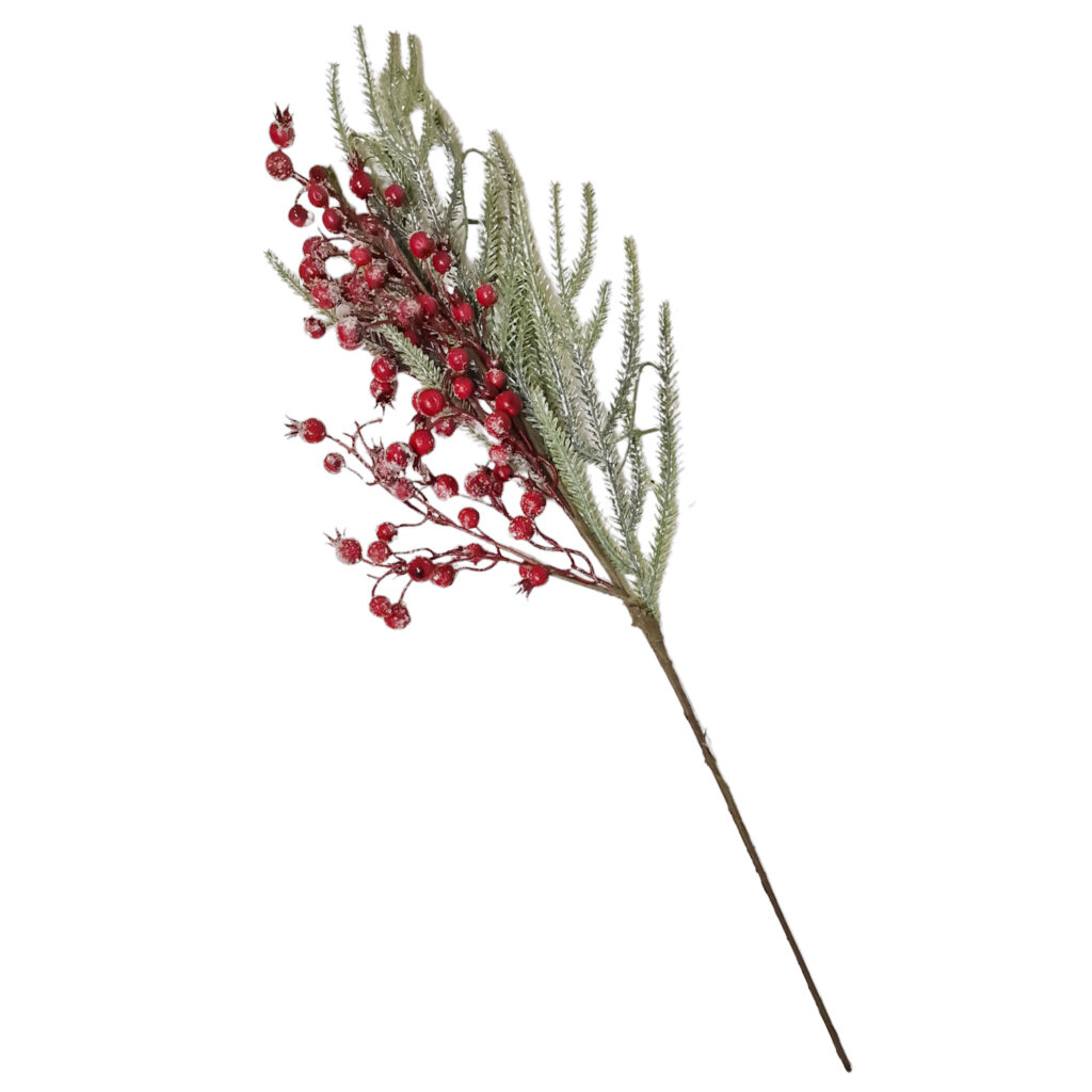 Κλαδί Χιονισμένο με Berries 68cm