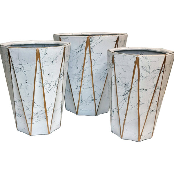 Κεραμικά Set 3 Marble με Χρυσό σχέδιο