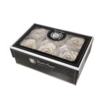 Τριαντάφυλλα Forever Roses Λευκό με μαύρη ρίγα XL Plus 6 box