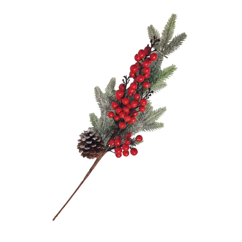 Κλαδί Χιονισμένο με Κουκουνάρι 50cm