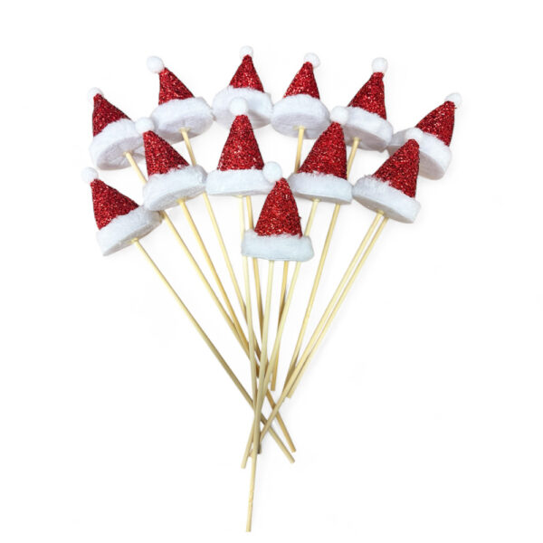 Sticks Σκουφάκια Άι Βασίλη με Glitter Set 12