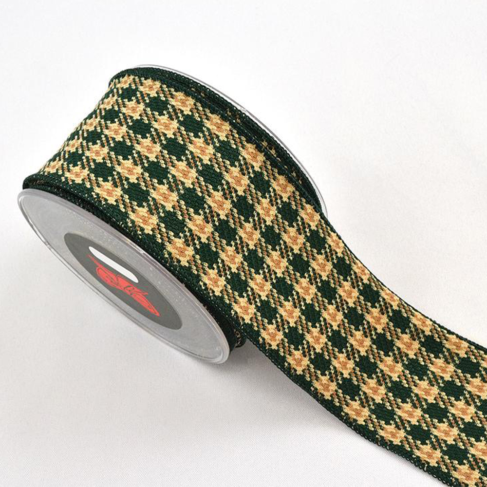 Κορδέλα Vintage Check Μπεζ-Πράσινο με σύρμα 2.3cm x 9m Κορδέλα Vintage Check Μπεζ-Πράσινο με σύρμα 2.3cm x 9m