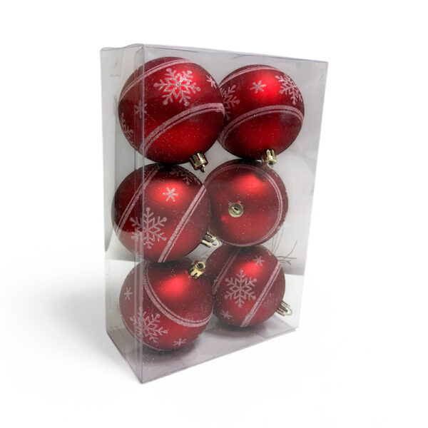 Κρεμαστή Μπάλα 8cm Κόκκινη με Σχέσιο Set 6