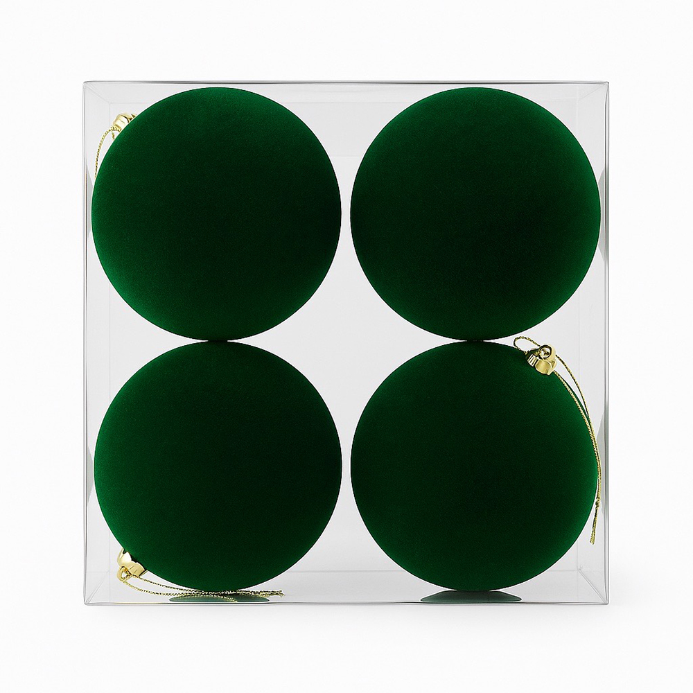 Μπάλες Βελούδινες Κυπαρίσσι Set 4 Μπάλες Βελούδινες Κυπαρίσσι Set 4