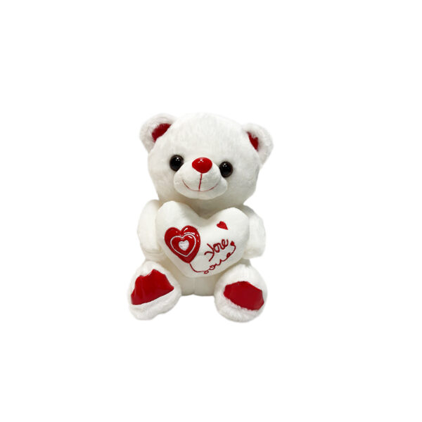 Λούτρινο Αρκουδάκι με Καρδιά Λευκό 25cm