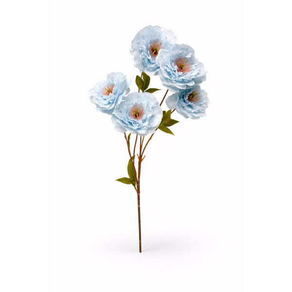 Κλαδί Παιώνια Γαλάζιο 5 Κεφάλια