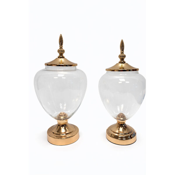 Χρυσή Γυάλα Οβάλ με Καπάκι